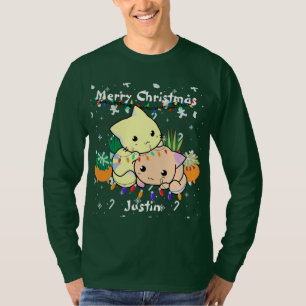 Camiseta navidades gatitos lindos, personalizar de texto pe