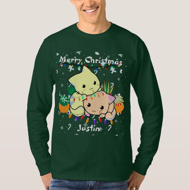 Camiseta navidades gatitos lindos, personalizar de texto pe (Anverso)
