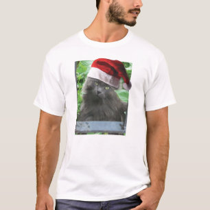 Camiseta Navidades gato azul ruso de pelo largo