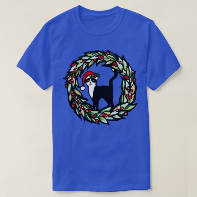 Camiseta Navidades Gato de Tuxedo (Diseño del anverso)