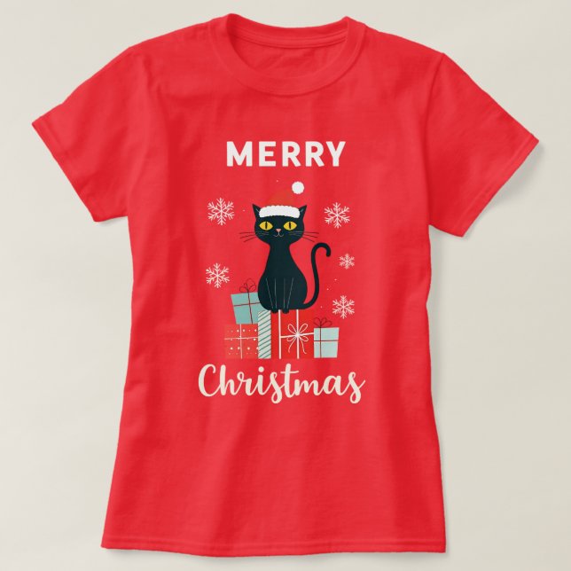 Camiseta Navidades Gato Feliz Navidad (Diseño del anverso)