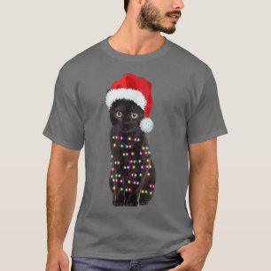 Camiseta Navidades Gato Negro Noches Enlumbran Gracioso Gat