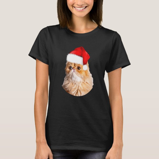 Camiseta Navidades Gato Persa Cute Navidad Fluffy Cat Face (Anverso)
