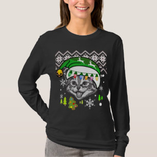 Camiseta Navidades gato reno con copas de nieve