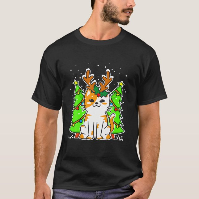 Camiseta Navidades Gato Rentadores De Renos Regalos Para Ho (Anverso)