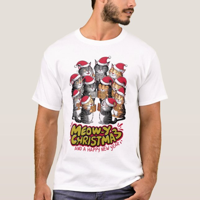 Camiseta navidades gatos (Anverso)