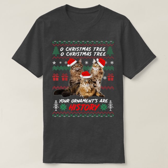 Camiseta Navidades gatos adornos divertidos para Maine Coon (Diseño del anverso)