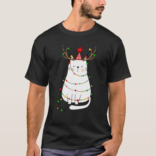 Camiseta Navidades Gatos Antillas De Renos Para Hombres Muj (Anverso)