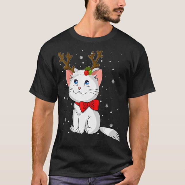 Camiseta Navidades Gatos Antillas De Renos Para Hombres Muj (Anverso)