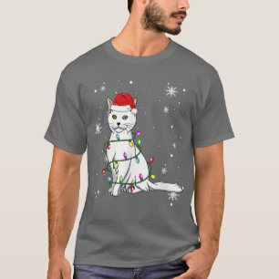 Camiseta Navidades gatos de angora turca iluminan a gato Na