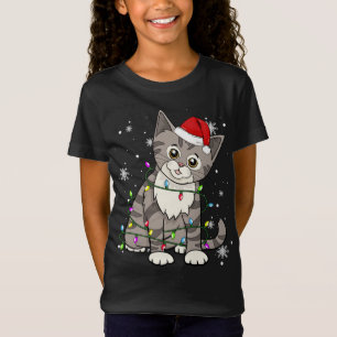 Camiseta Navidades gatos de Tabby alumbran sombrero de gato