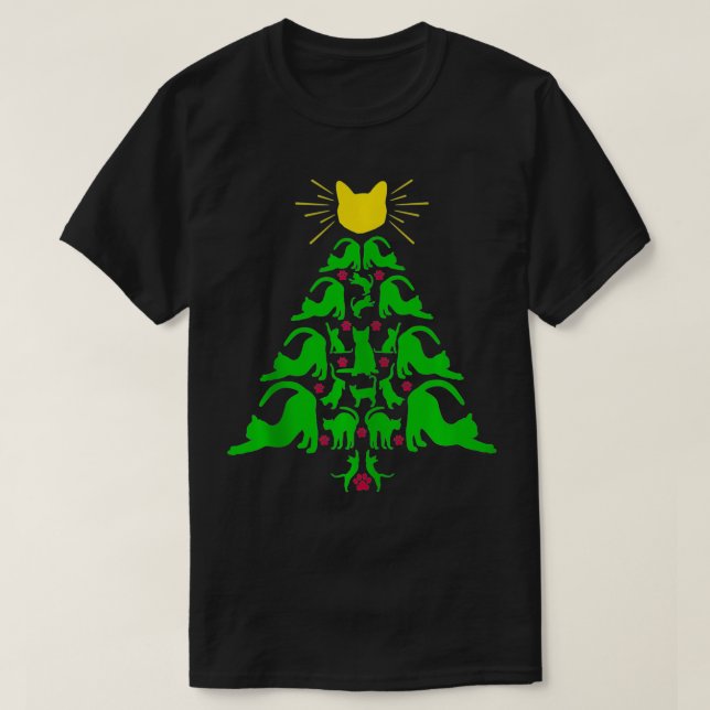 Camiseta Navidades gatos Divertido árbol de Navidad Meowy C (Diseño del anverso)