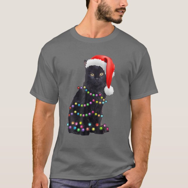 Camiseta Navidades gatos negros graciosos brillan por su gr (Anverso)