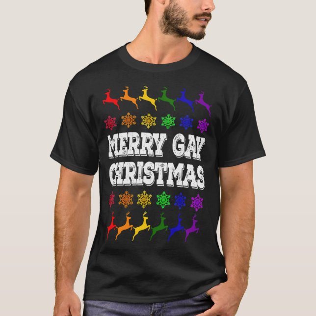 Camiseta Navidades gay LGBT renos Snowflakes funge (Anverso)