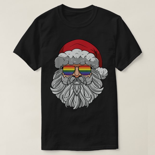Camiseta Navidades Gay Pride Santa Gafas de Sol Pajama LGBT (Diseño del anverso)