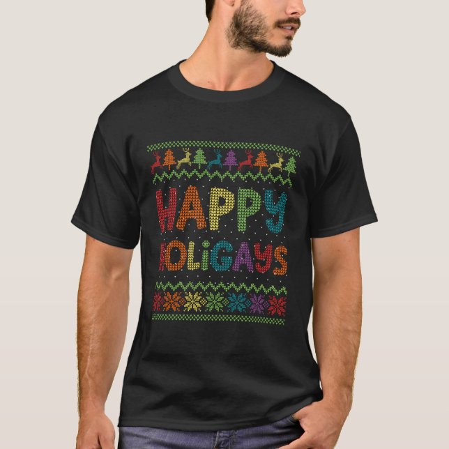 Camiseta Navidades Gays Graciosos Lgbt Felices Holigays Arc (Anverso)