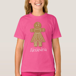 Camiseta Navidades Gingerbread Chica Rosa Añadir su Nombre