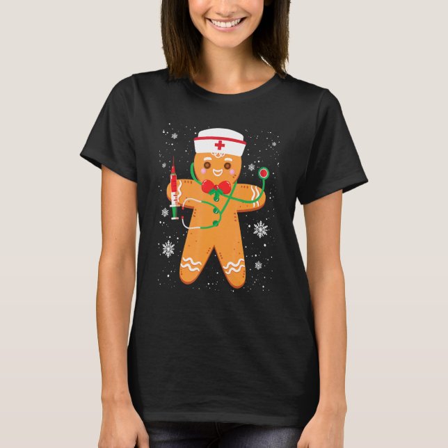 Camiseta Navidades Gingerbread Enfermera Cookie Costume Bak (Anverso)