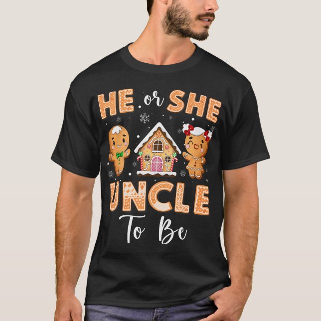 Camiseta Navidades Gingerbread Gender Revelan A Él O Ella (Anverso)