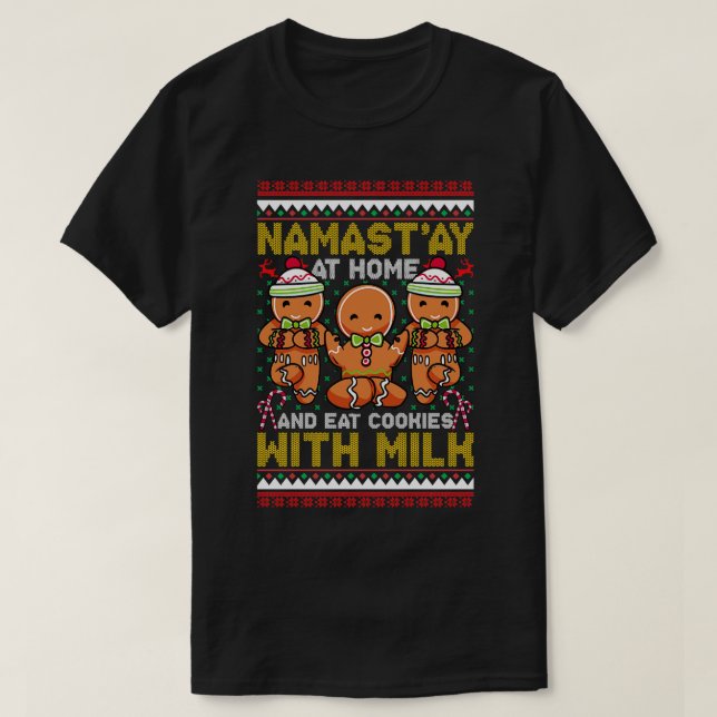 Camiseta Navidades Gingerbread Man Namastay en casa (Diseño del anverso)