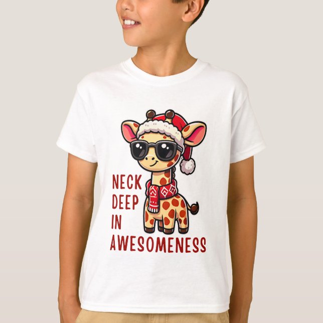 Camiseta Navidades Giraffe con gafas de sol, Santa Fiesta (Anverso)