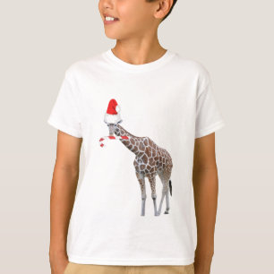 Camiseta Navidades Giraffe con Santa Hat