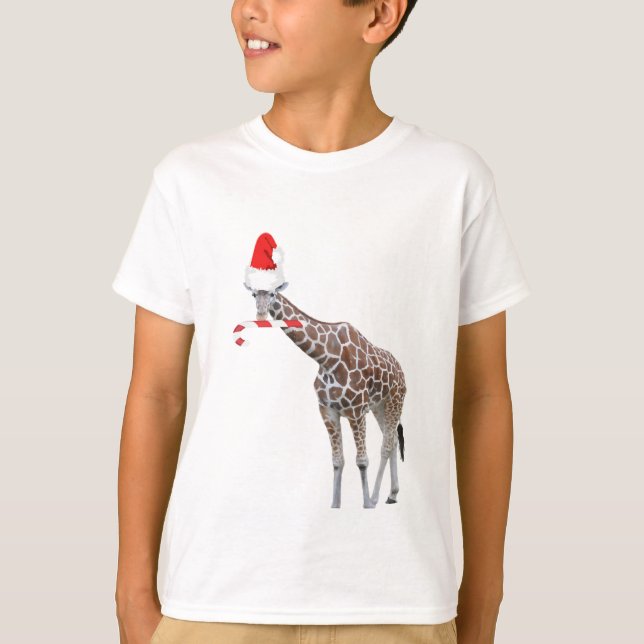 Camiseta Navidades Giraffe con Santa Hat (Anverso)