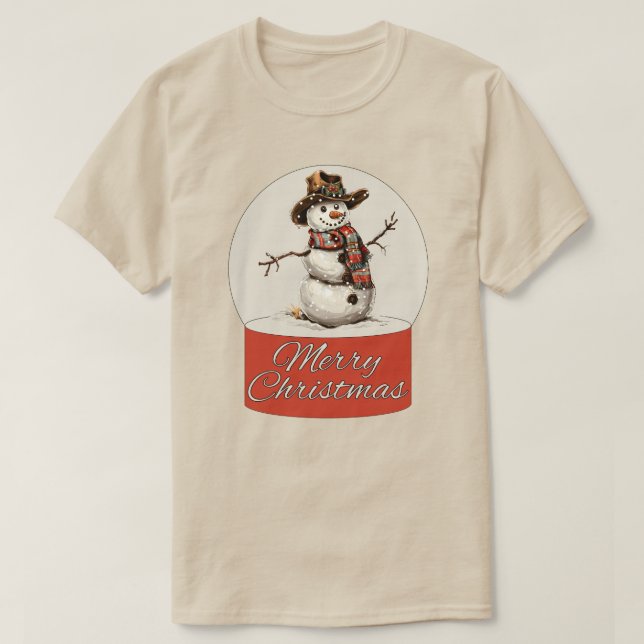 Camiseta Navidades Glass Ball Snowman Feliz Navidad (Diseño del anverso)