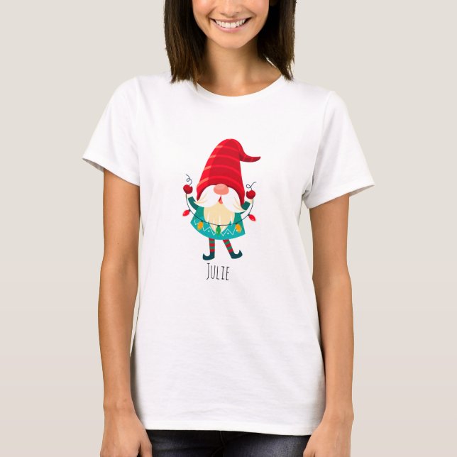 Camiseta Navidades Gnome portando Navidades Luces (Anverso)
