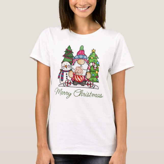 Camiseta Navidades Gnome Snowman Impresión gráfica, vacacio (Anverso)