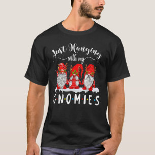 Camiseta Navidades Gnome Sólo Colgando Con Mis Gnomies Paja