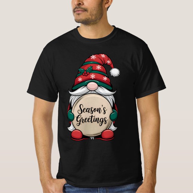 Camiseta Navidades Gnome Temporada de saludos Plaque T-Shir (Anverso)