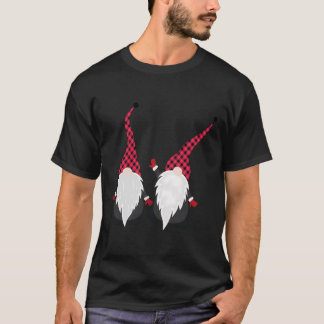 Camiseta Navidades Gnomes En Rojo Pintado Diseño De Dos Gno