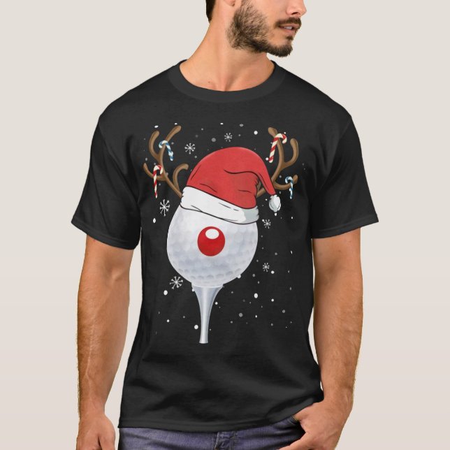 Camiseta Navidades Goft Reindeer Funny Santa Hat Golf Lover (Anverso)