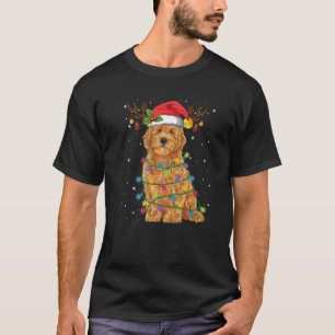 Camiseta Navidades Goldendoodle alumbran y Santa Hat Xmas p