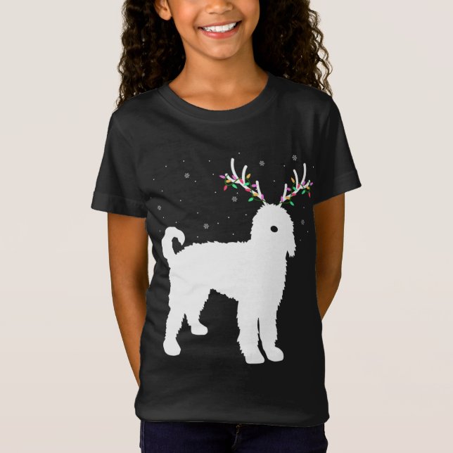Camiseta Navidades Goldendoodle con Antlers Xmas Renos (Anverso)