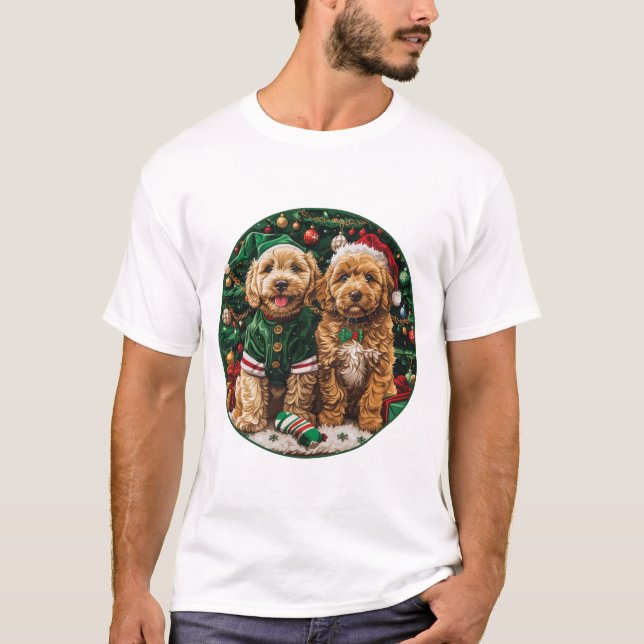 Camiseta Navidades Goldendoodle Puppy Dogs (Anverso)