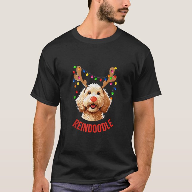Camiseta Navidades Goldendoodle Reindeer Doodle Dog Reindoo (Anverso)