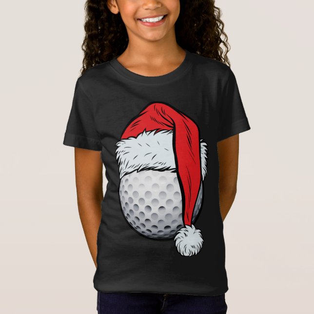 Camiseta Navidades Golf Ball Santa Hat Funny Sport Xmas (Anverso)