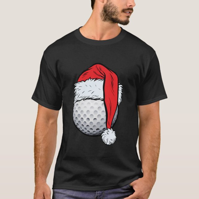 Camiseta Navidades Golf Ball Santa Hat Funny Sport Xmas Boy (Anverso)
