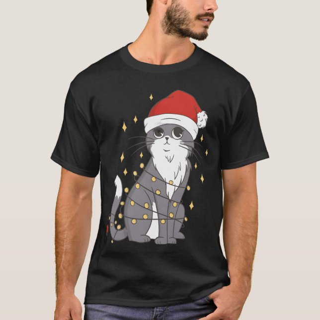 Camiseta Navidades Gorras de gatos alumbran a Navidades de  (Anverso)