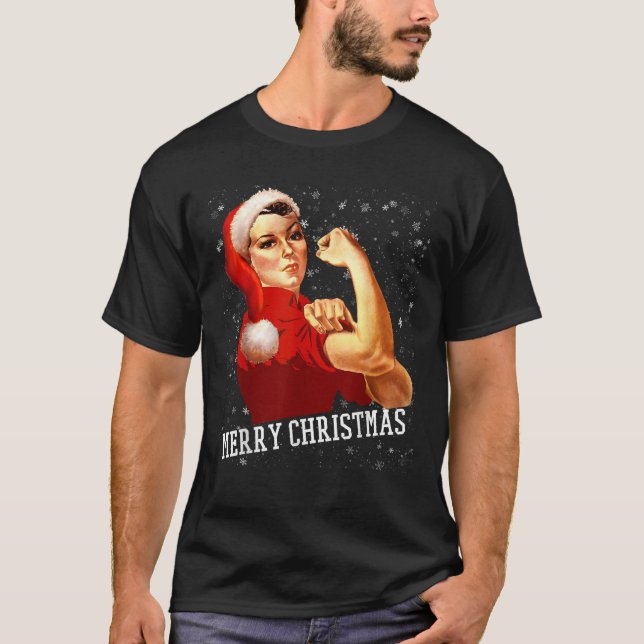 Camiseta Navidades Gorras de Santa Claus Rosie the Riveter  (Anverso)