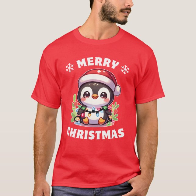 Camiseta Navidades Gorras Navidades Fairy Lights Penguin re (Anverso)