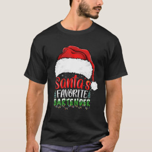 Camiseta Navidades graciosos barman favoritos de Santa Clau