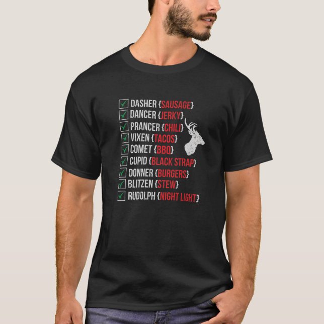 Camiseta Navidades graciosos cazan renos de Santa (Anverso)