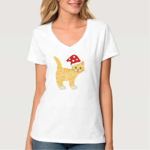 Camiseta Navidades graciosos Copos de nieve amarillos gatos