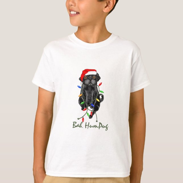 Camiseta Navidades graciosos de Black Pug Dog Bah Humpug (Anverso)