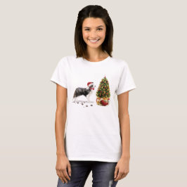 Camiseta Navidades graciosos de Border Collie con árbol