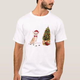 Camiseta Navidades graciosos de Chihuahua con un árbol