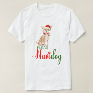 Camiseta Navidades graciosos de Chihuahua huyen de Navidog